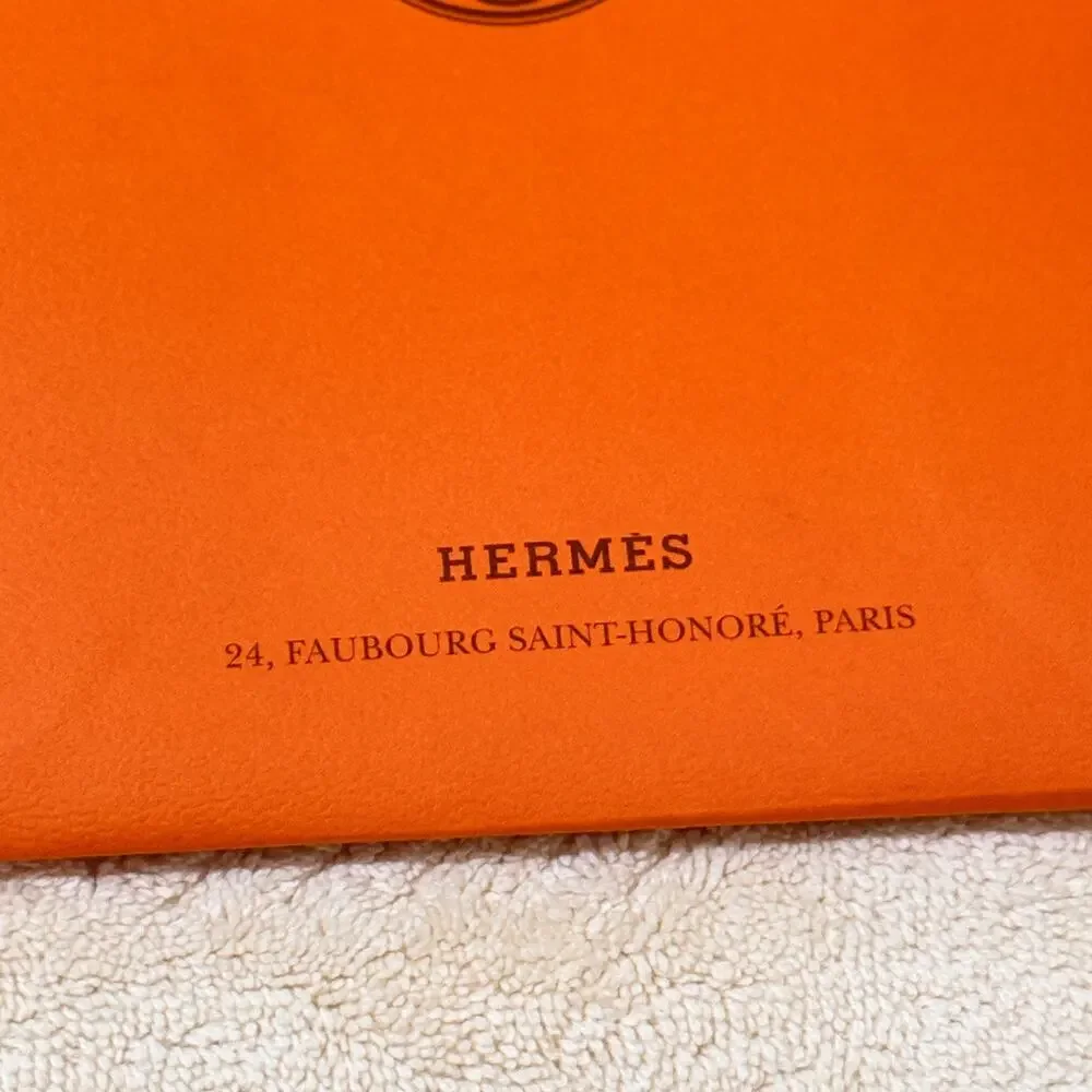 Authentic Hermès Orange Shopping Gift Bag Brown Rope Handles Paris 9